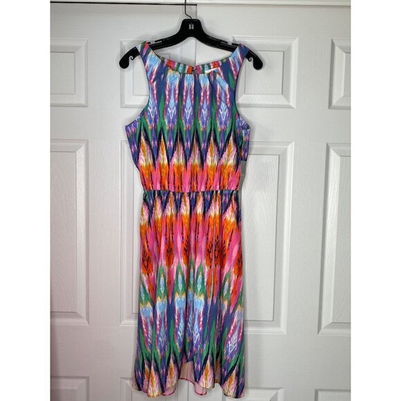 Athleta NWT Ikat Martinique Sleeveless Multi-Color Dress, Tassel Tie Size XS - Picture 2 of 7